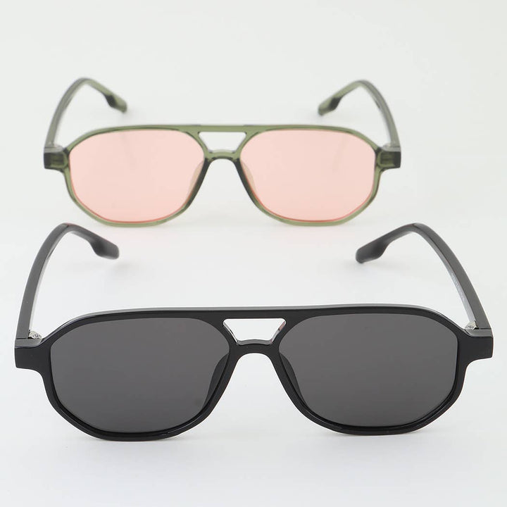 Minimal Straight Aviator Sunglasses