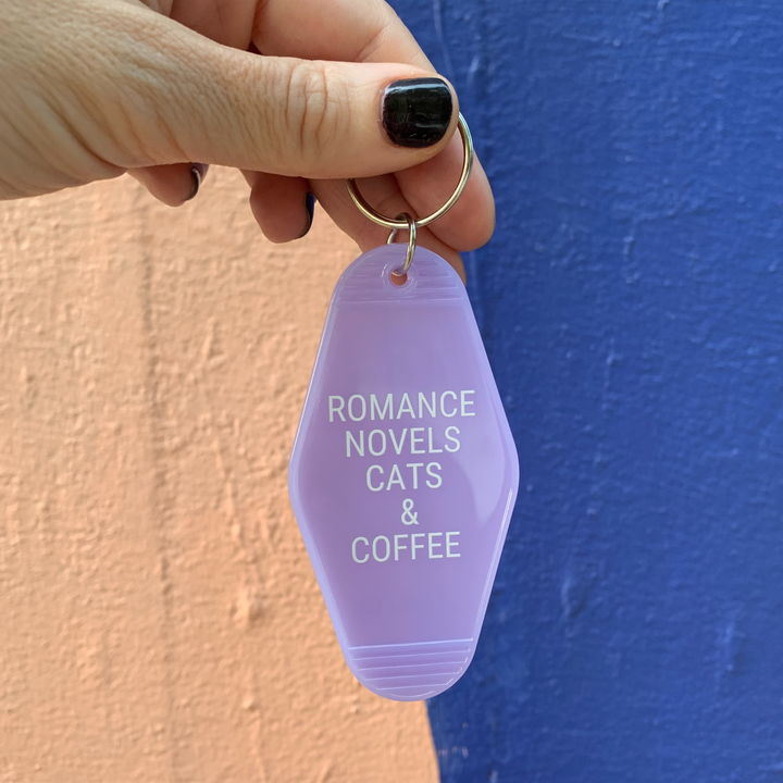 Romance Novels Cats & Coffee Motel Keychain