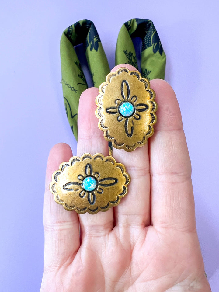 Gold Opal Concho Bandana Slide