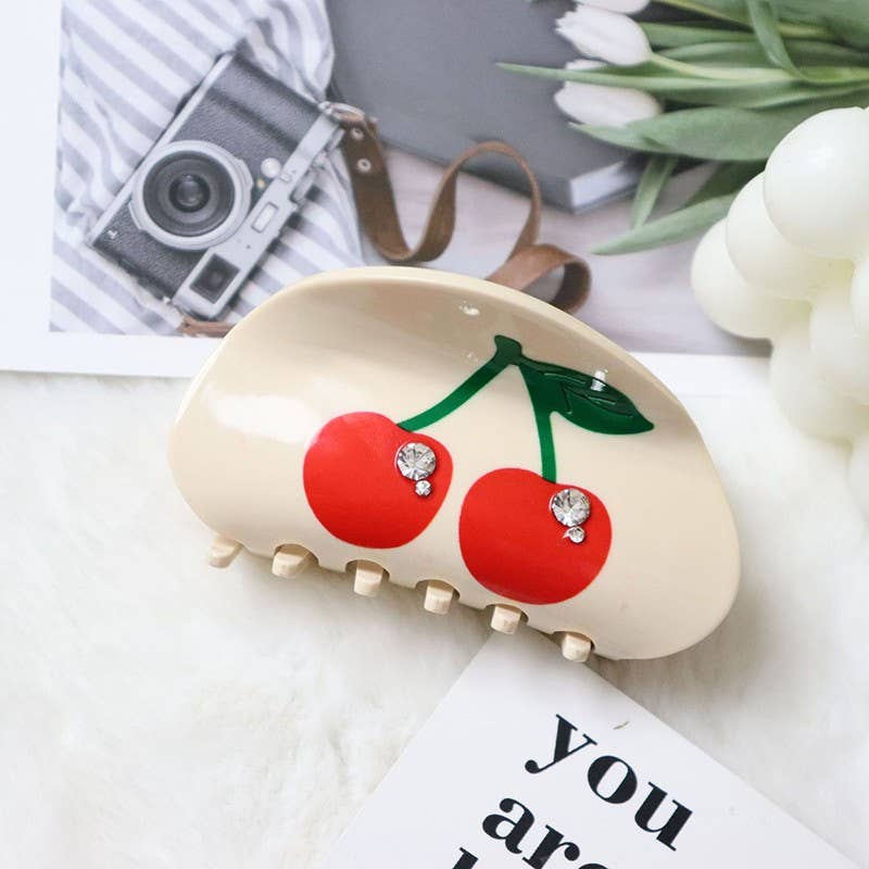 CHERRY OVAL HAIR CLAW CLIP