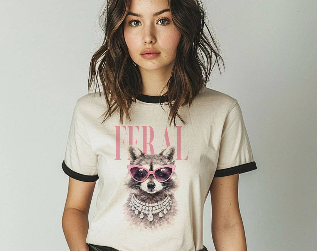 Feral Vogue Raccoon Ringer T-Shirt