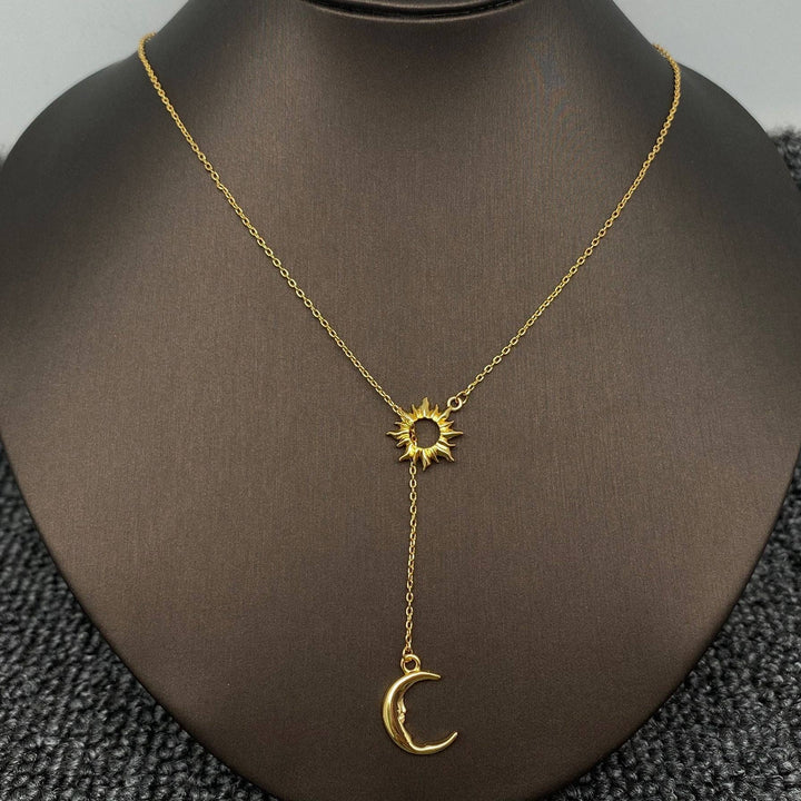 Sun Moon Lariat Necklace