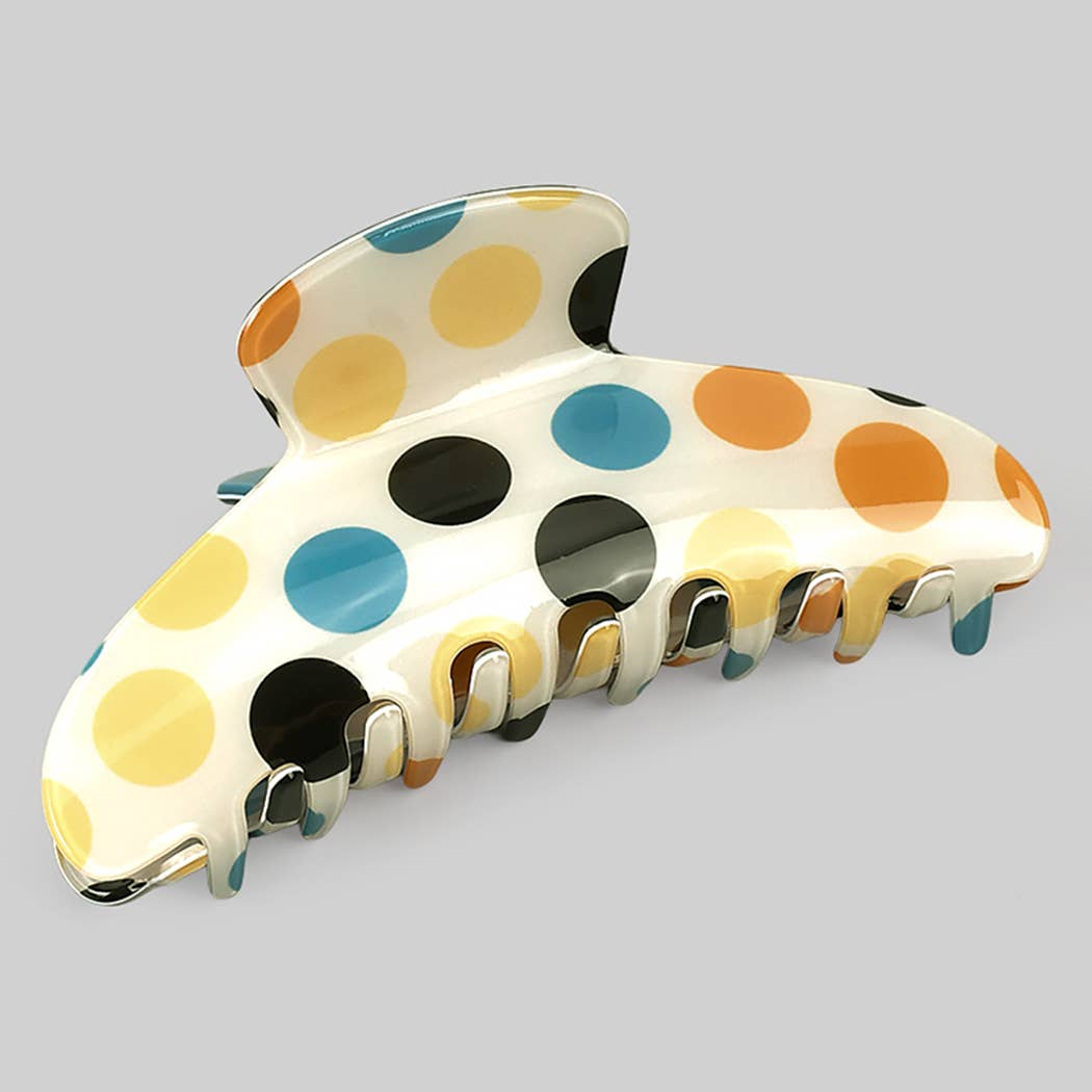 BLACK AND WHITE POLKA DOT PRINT HAIR CLIP