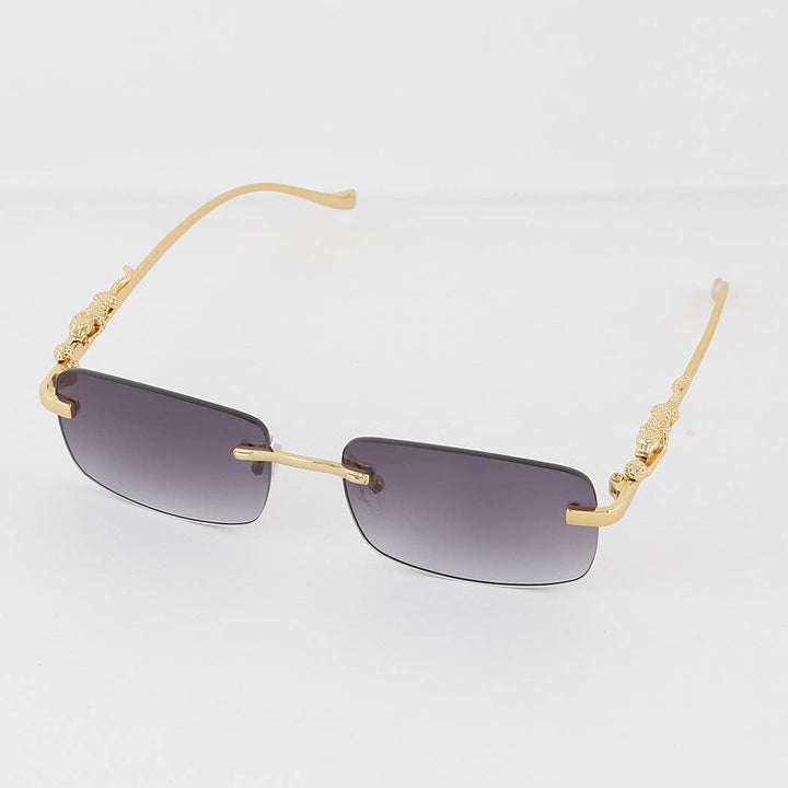 Rimless Cheetah Rectangular Sunglasses