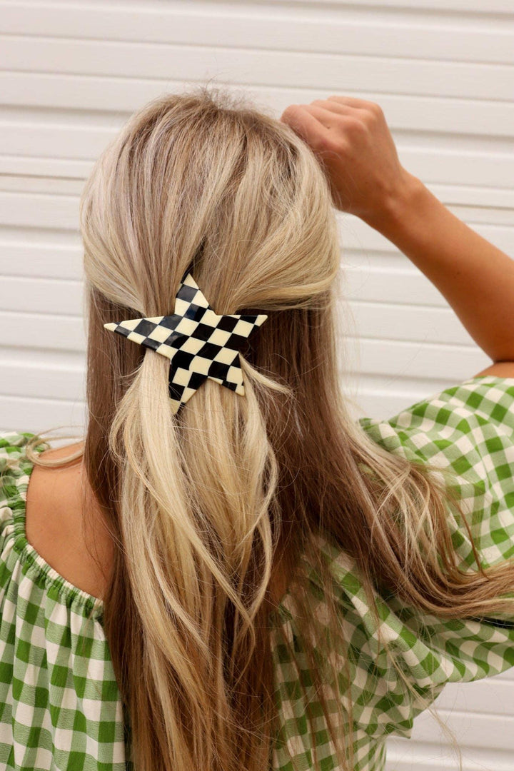 CHECKERED STAR XL BARRETTE - For the love, LV