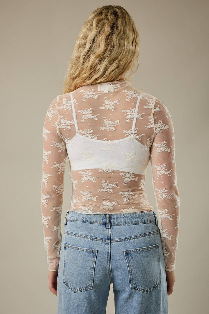 SHEER LACE LONG SLEEVE TOP