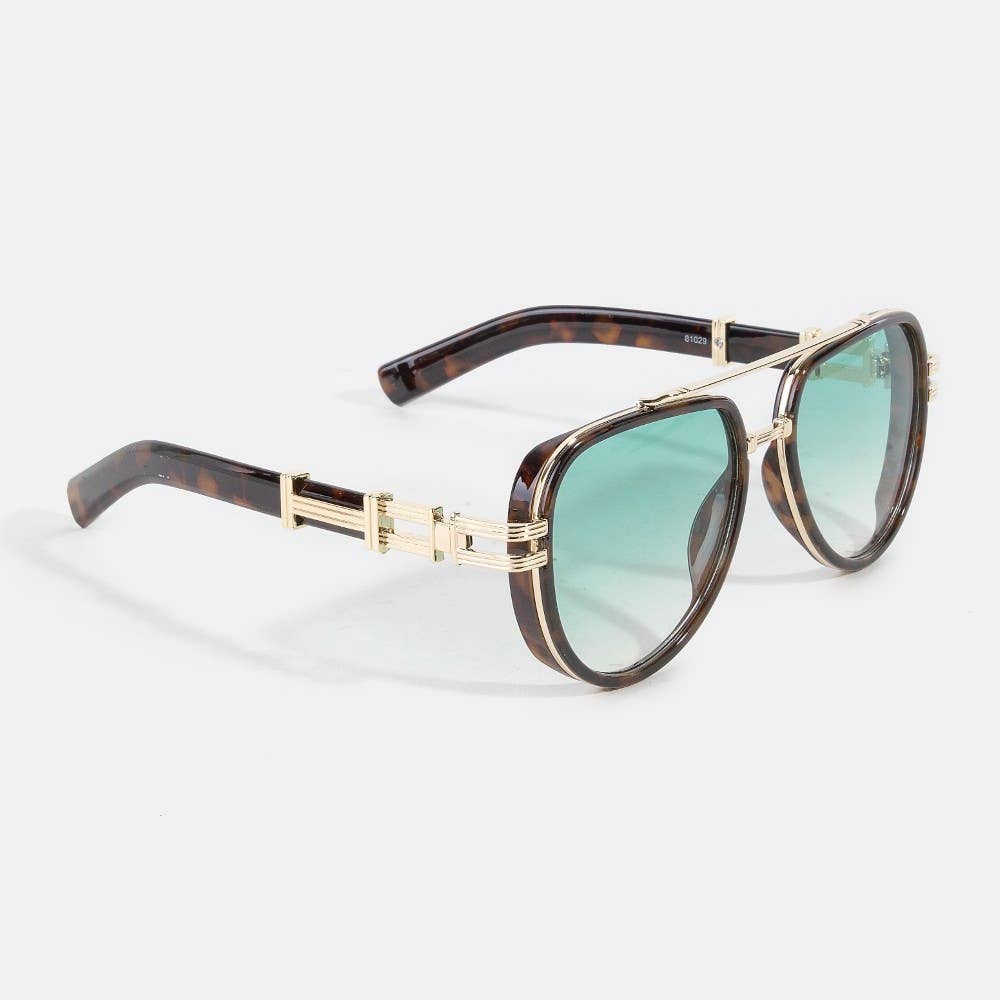 Thin Aviator Frame Double Bridge Sunglasses