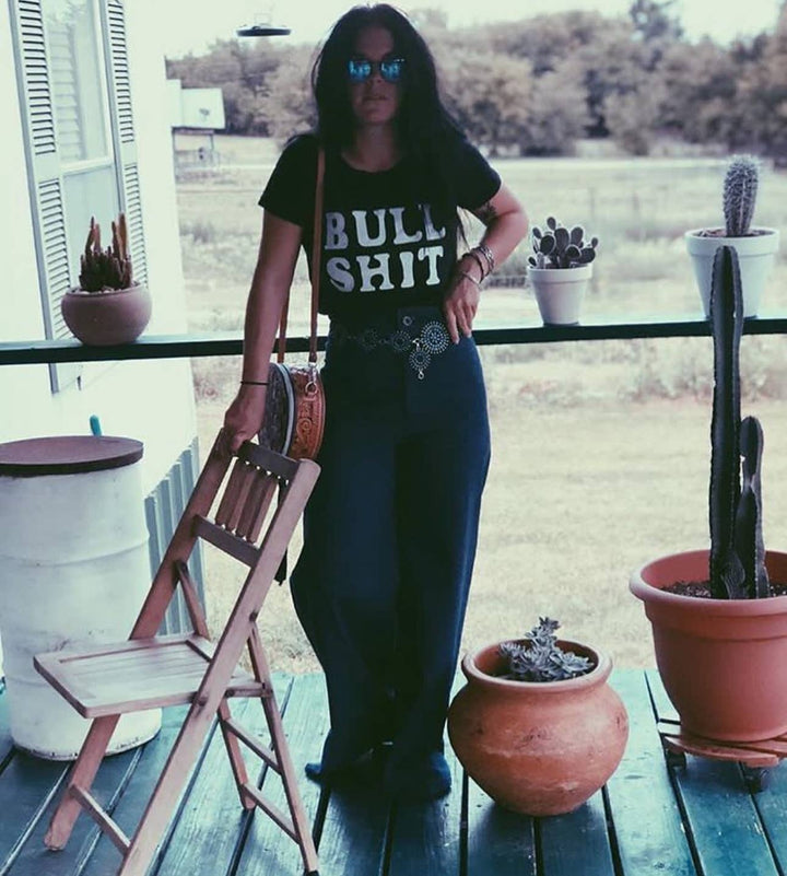 Bull Shit Women's Vintage Tee Black/White