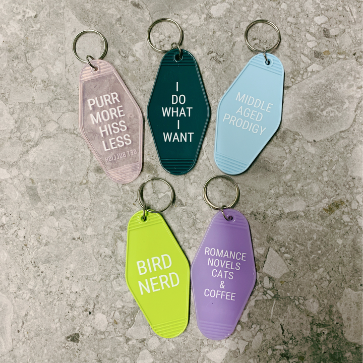 Romance Novels Cats & Coffee Motel Keychain