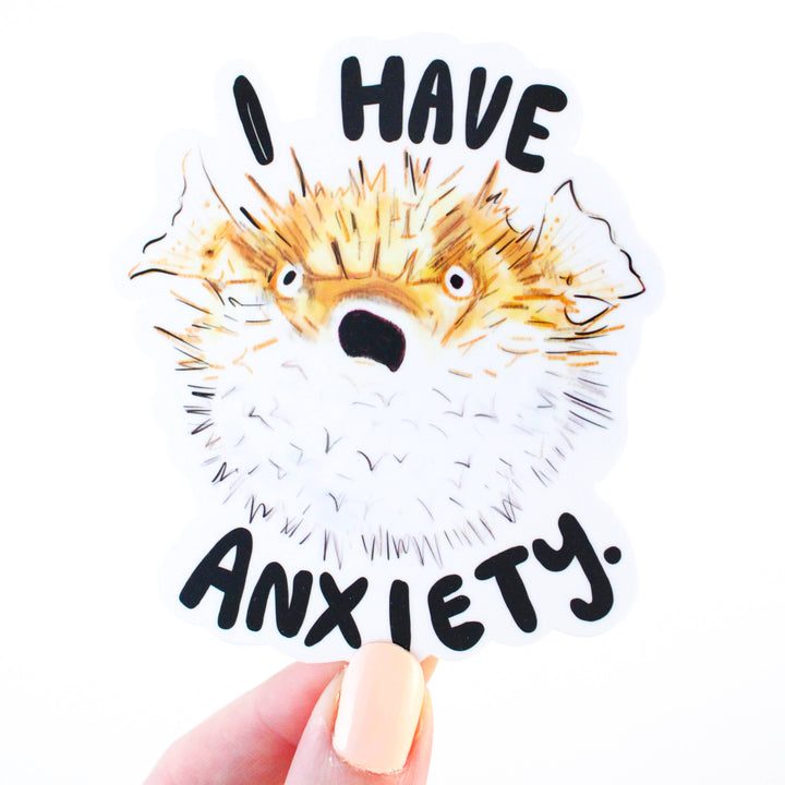 Anxiety Pufferfish Vinyl Sticker