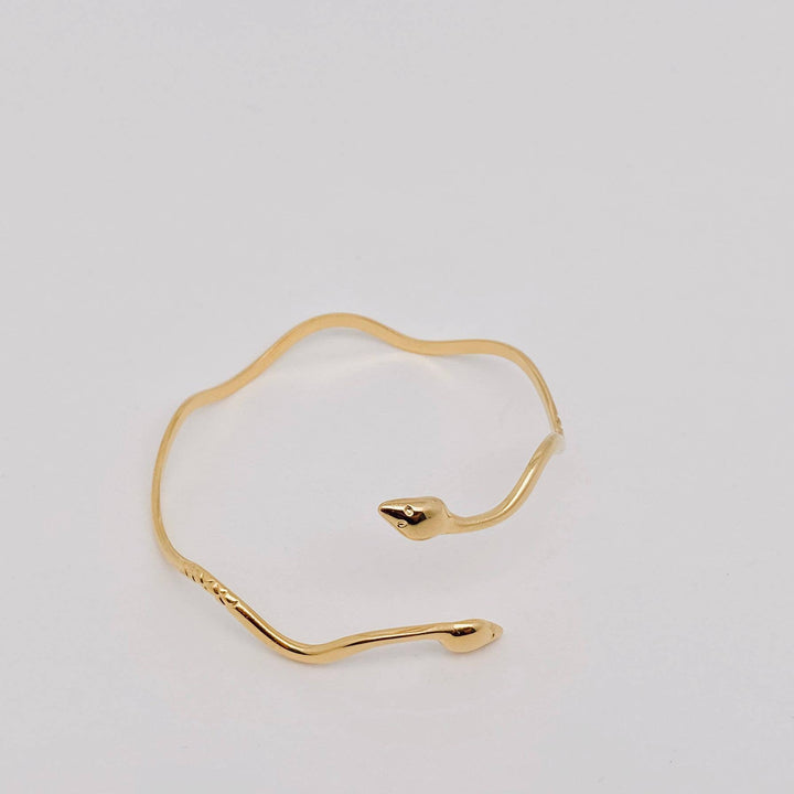 Wave Design Double Headed Snake Cuff Bangle - FGS