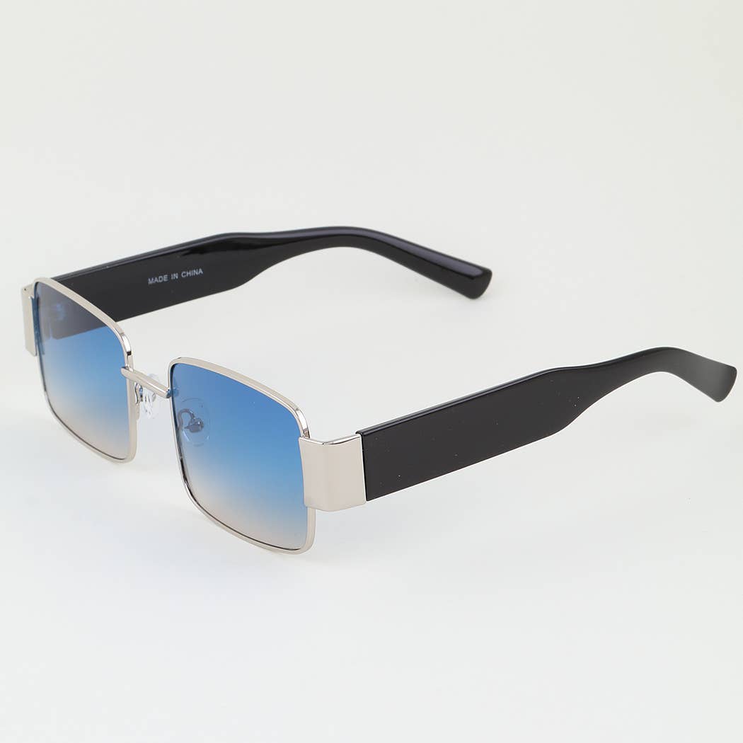 Wide Frame Gradient Block Sunglasses