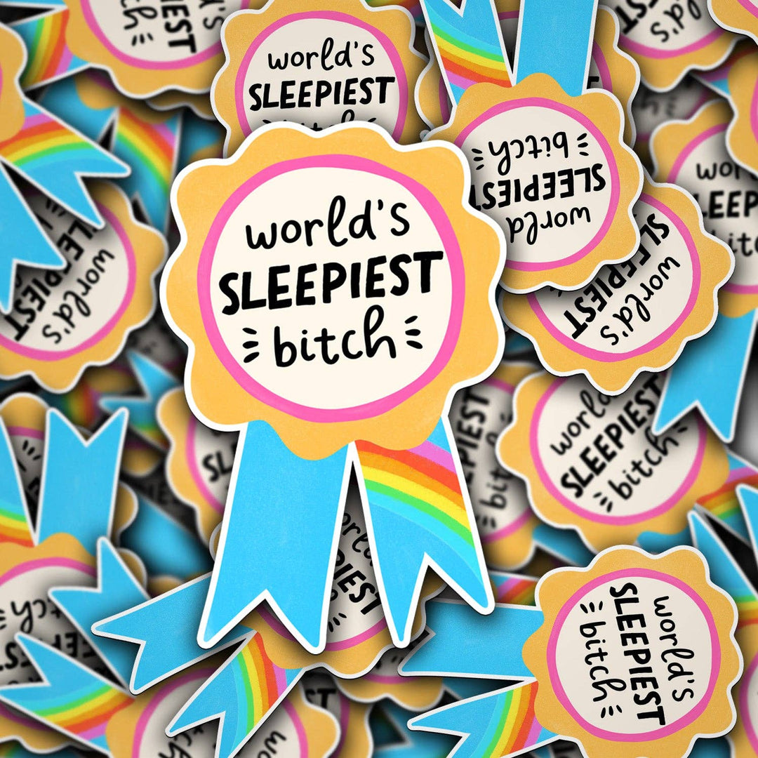 World's Sleepiest B Ribbon Sticker