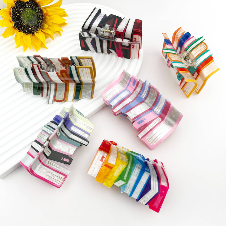 Large Book Stack Hair Claw Clip