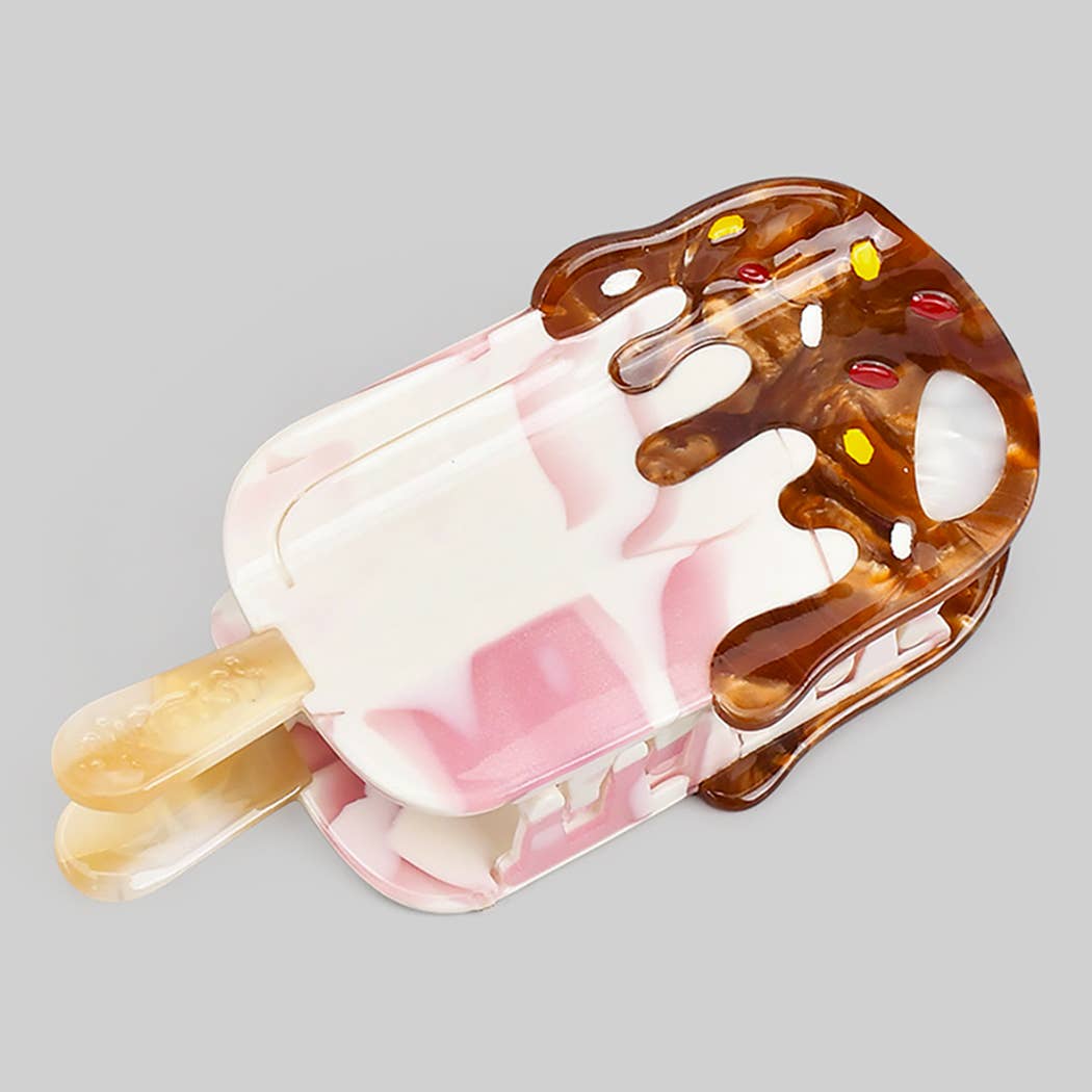 CHOCOLATE DRIZZLED ICE CREAM BAR HAIR CLIP
