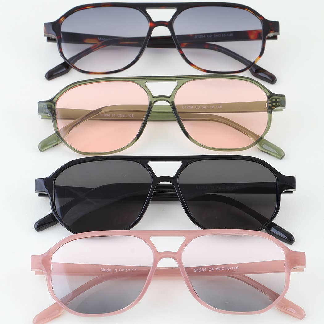 Minimal Straight Aviator Sunglasses