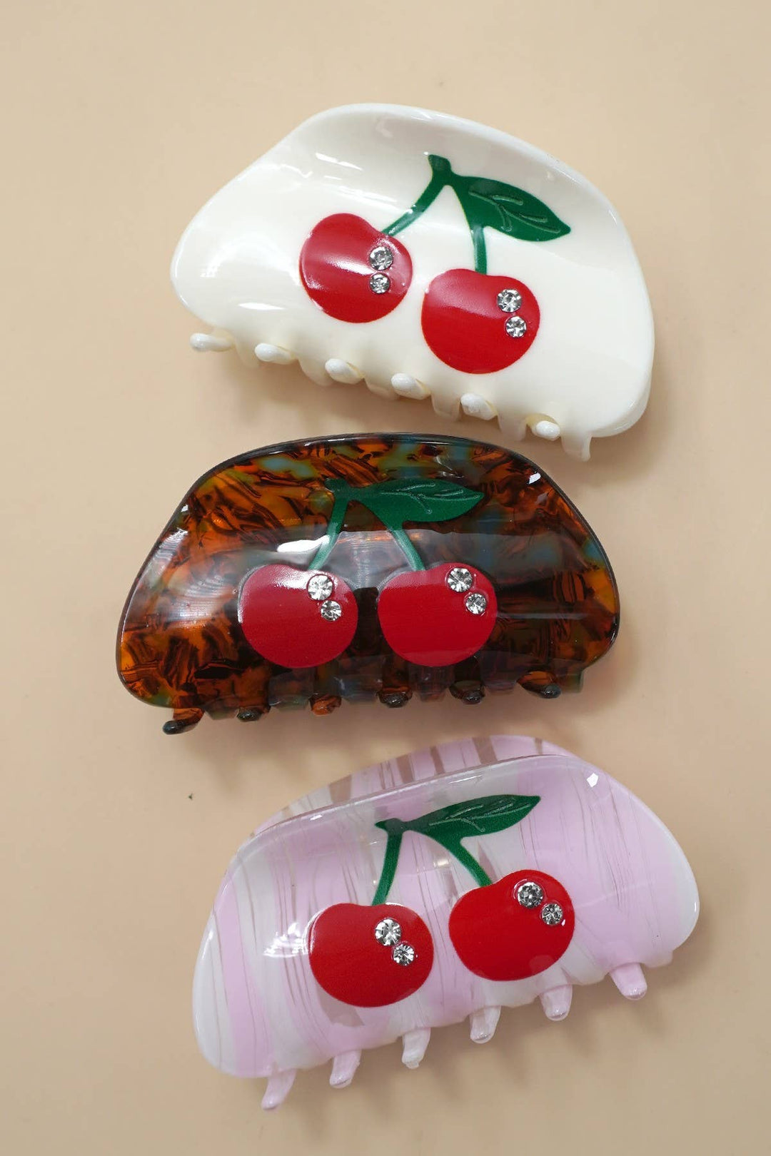 CHERRY OVAL HAIR CLAW CLIP