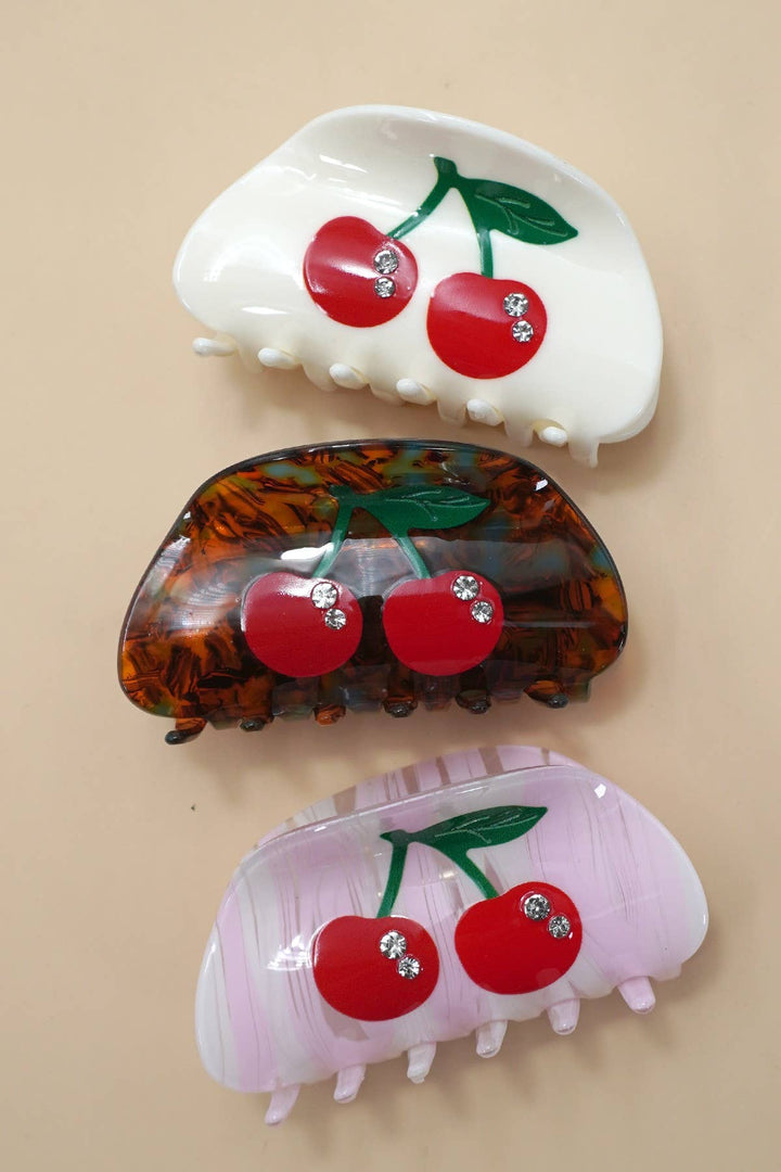 CHERRY OVAL HAIR CLAW CLIP
