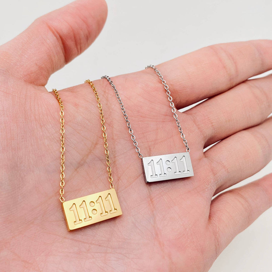 "11:11" Charm Pendant Stainless Steel Necklace