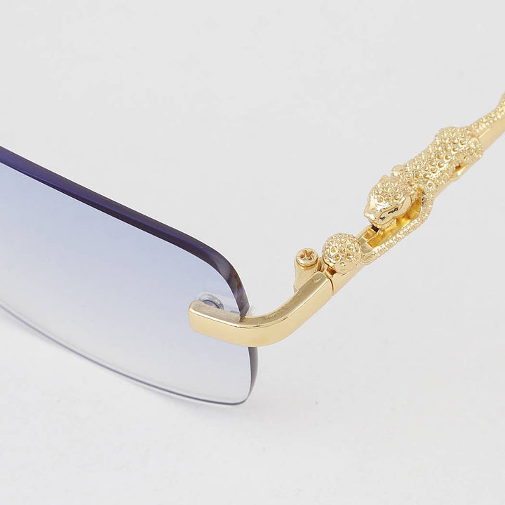 Rimless Cheetah Rectangular Sunglasses