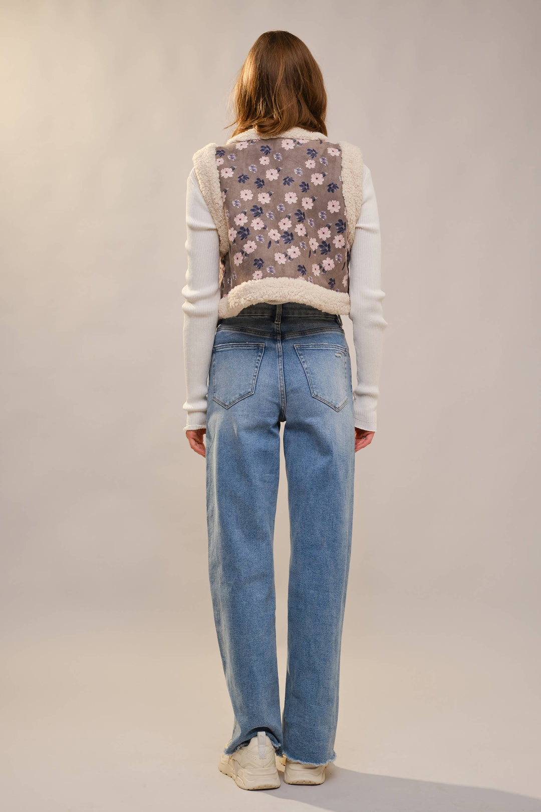 Sherpa Flower Suede Vest