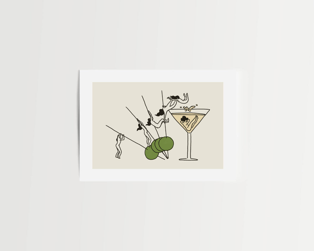 "Pole Vault" Vintage Martini Wall Art Print