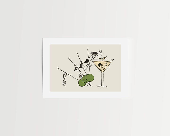 "Pole Vault" Vintage Martini Wall Art Print