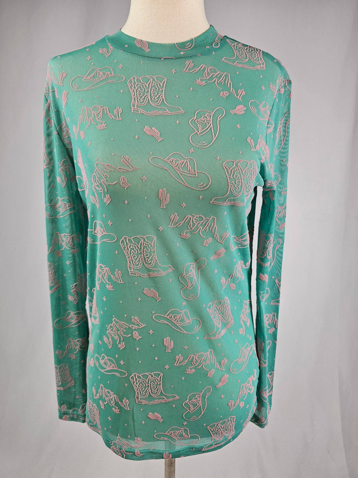 Country Velvet Mesh Top