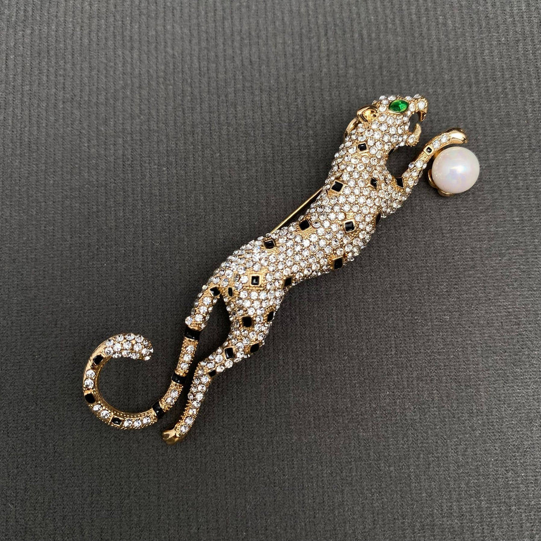 Rhinestones Cheetah Brooch
