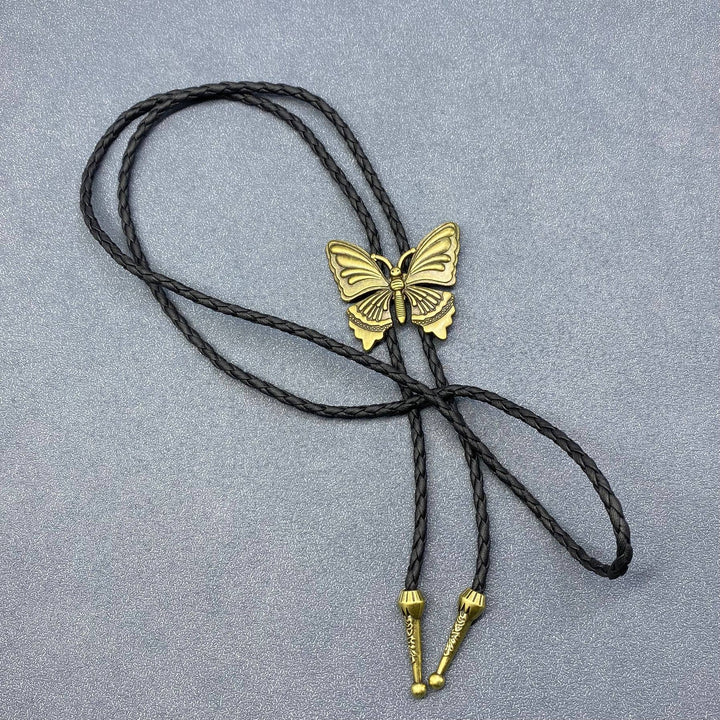 Butterfly Charm Artificial Leather Poirot Rope Necklace