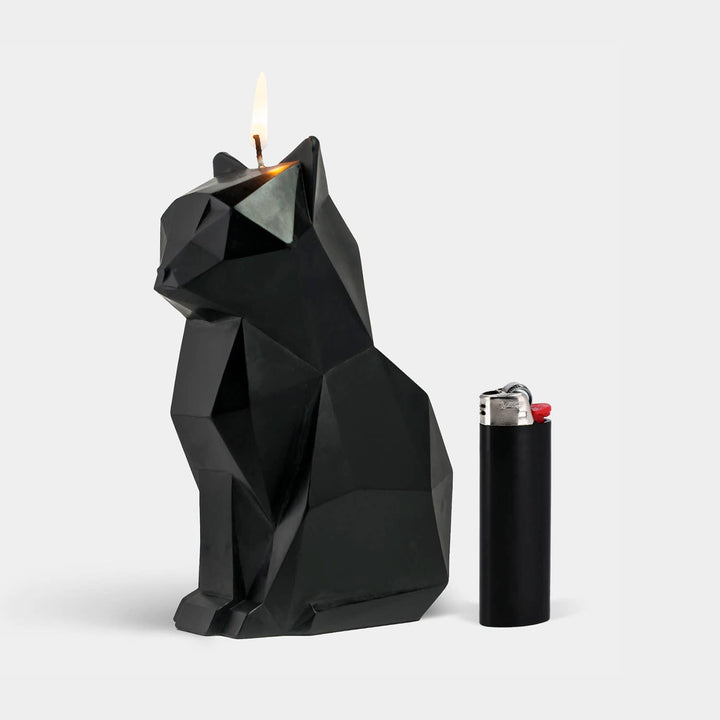 PyroPet Kisa Cat Skeleton Candle - 7" Tall, Black