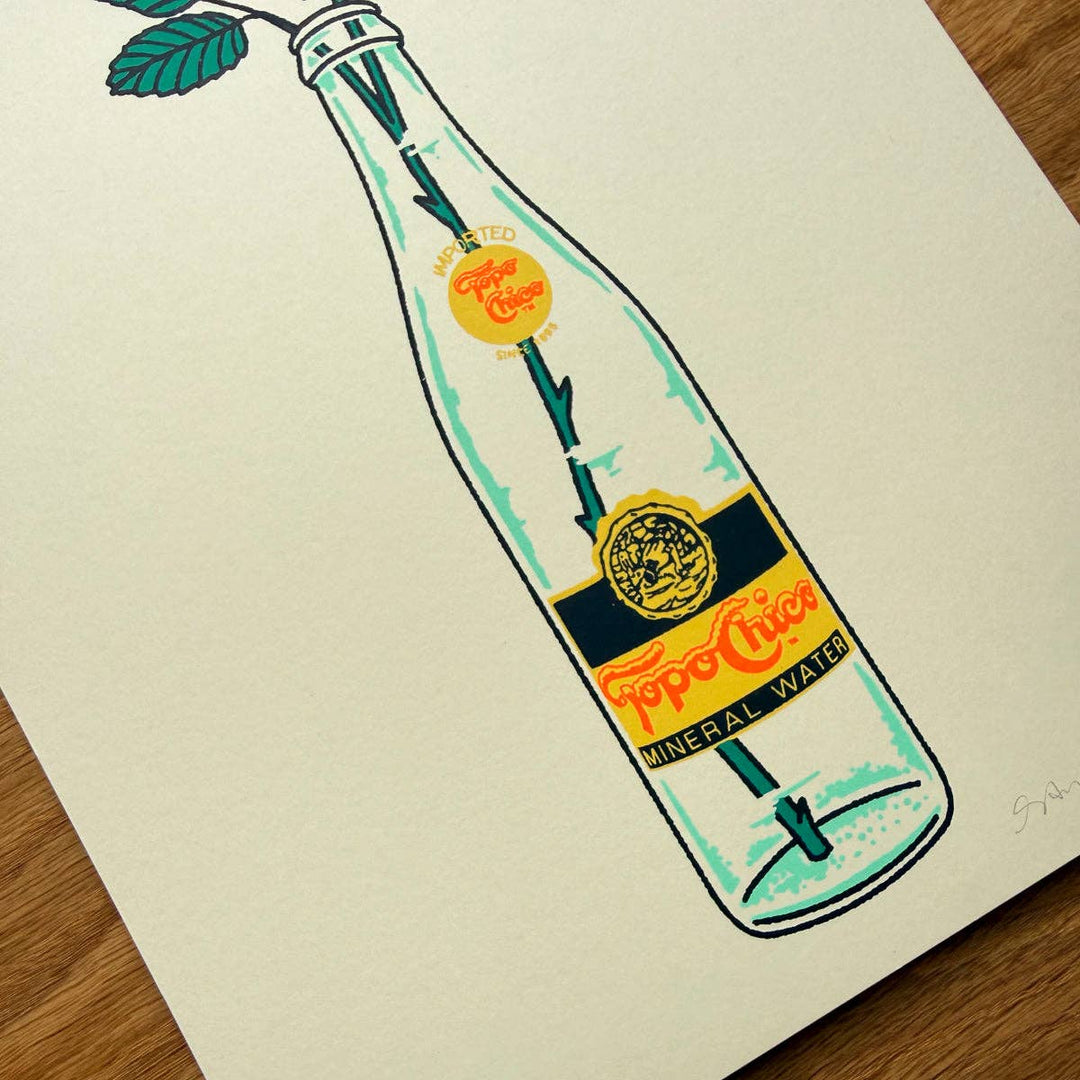 Yellow Rose Bottle Print