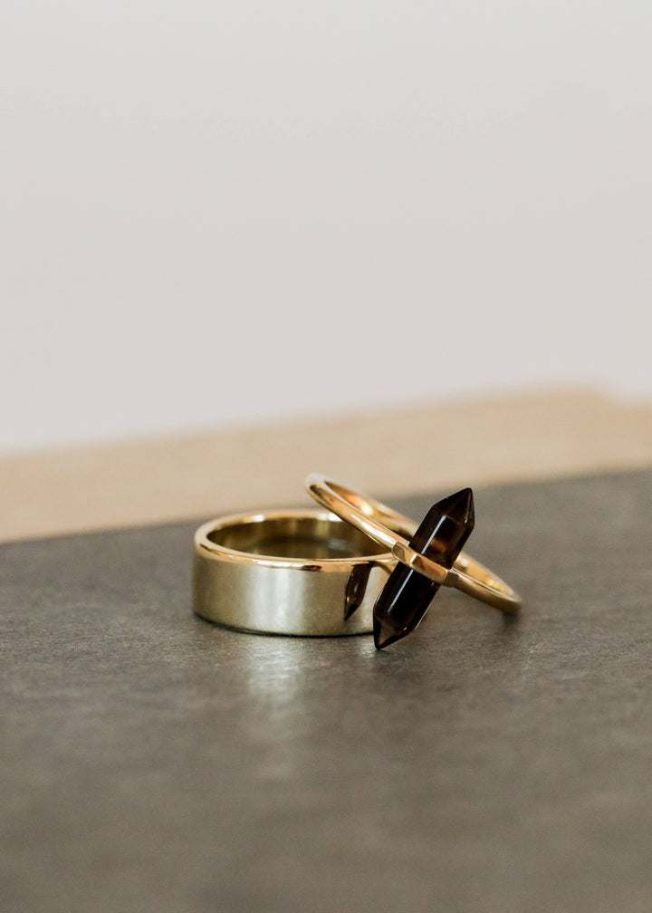 Gold Rings - Smoky Quartz Point