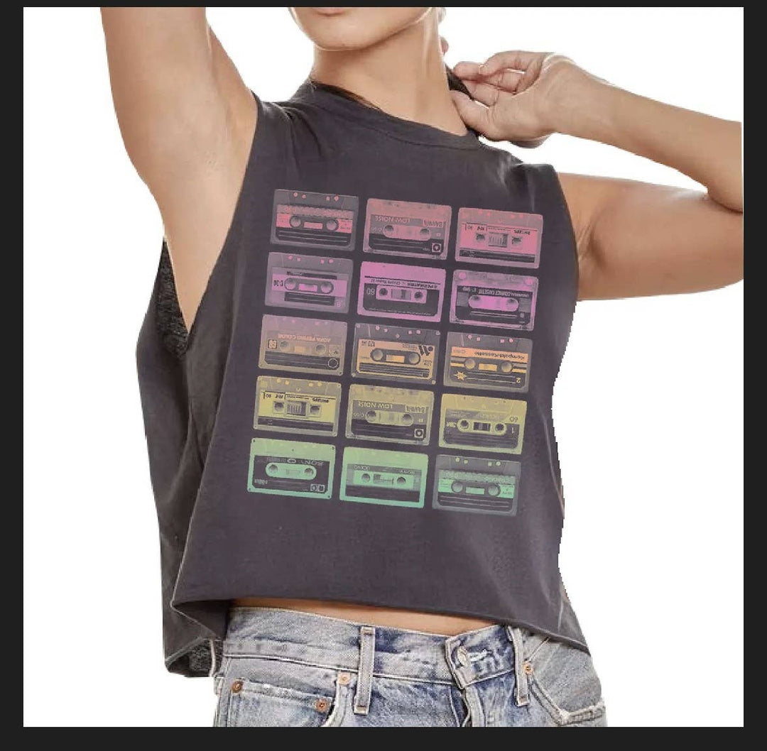 Cassette Tape Black Muscle Tank