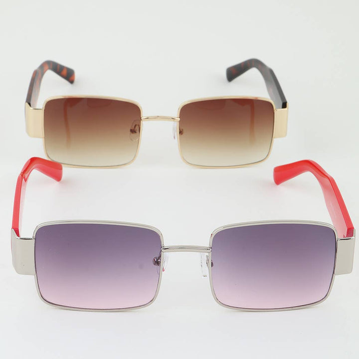 Wide Frame Gradient Block Sunglasses