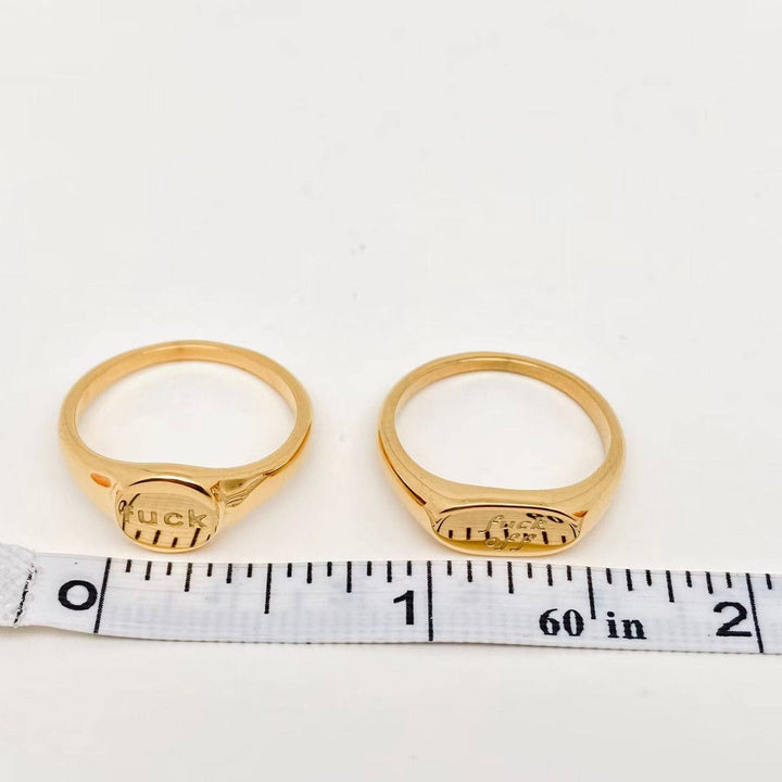"fuck off"18K Gold Plated Stainless Steel Ring