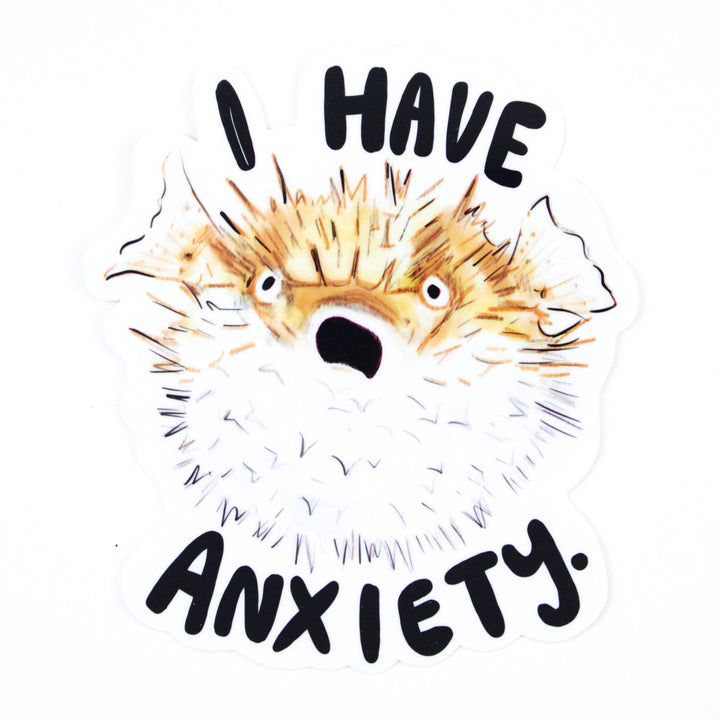 Anxiety Pufferfish Vinyl Sticker