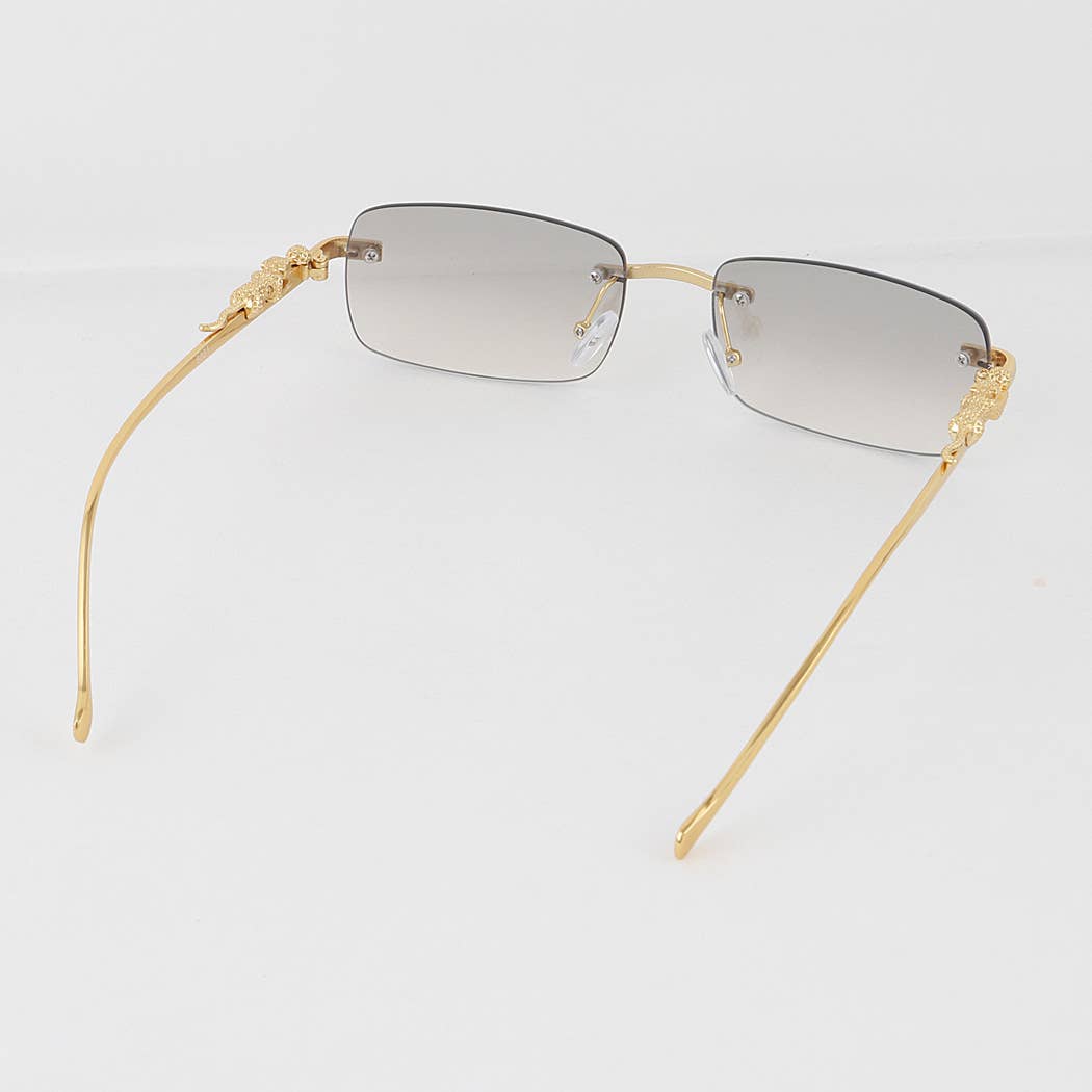 Rimless Cheetah Rectangular Sunglasses