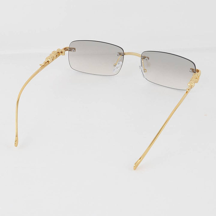 Rimless Cheetah Rectangular Sunglasses