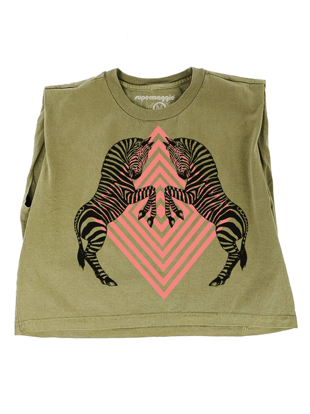 Zebras Maisie Heavyweight Muscle Tee: Off Green / Md