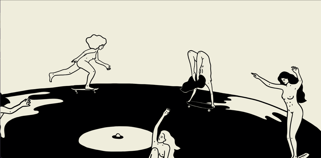 Skate Session on Vinyl Record Minimal Art Print