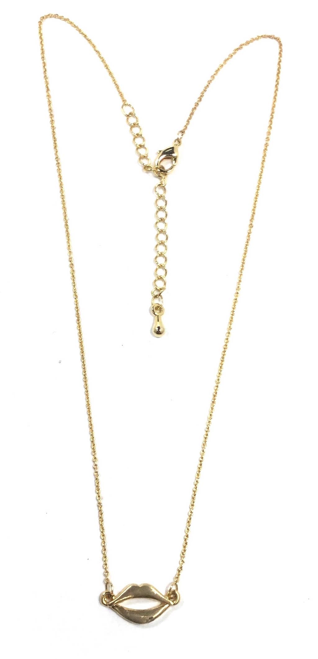 Gold Lips Pendant Necklace