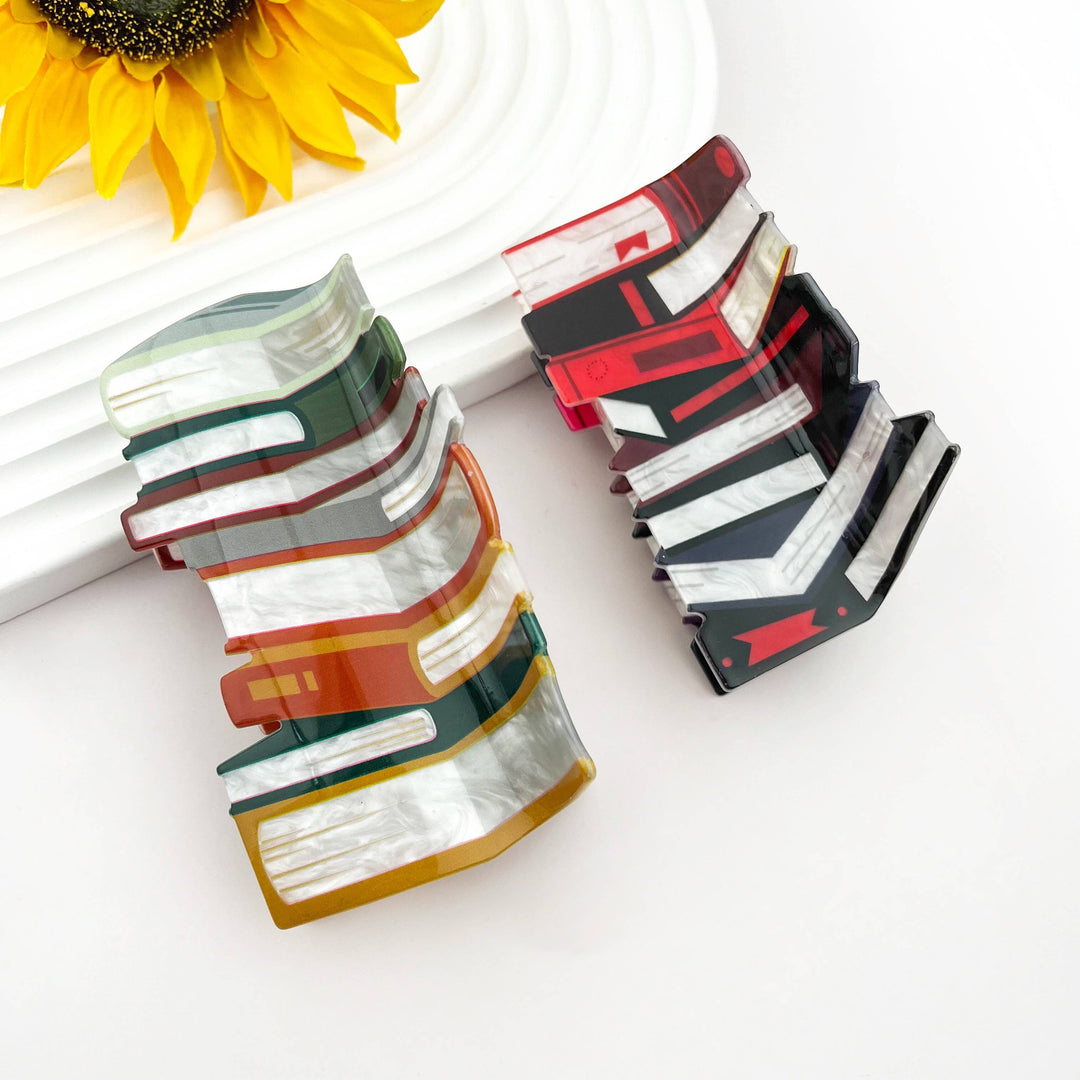 Large Book Stack Hair Claw Clip