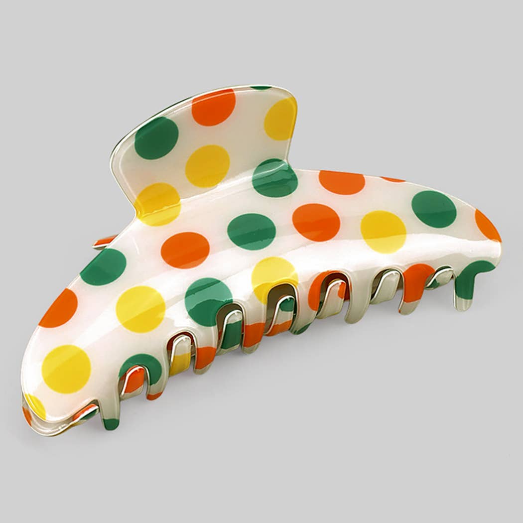 BLACK AND WHITE POLKA DOT PRINT HAIR CLIP