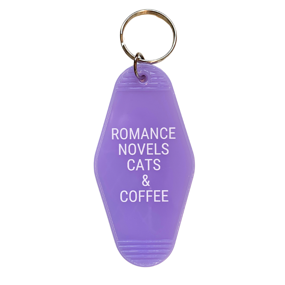 Romance Novels Cats & Coffee Motel Keychain