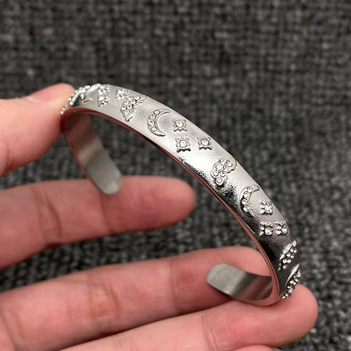 Tarot Style 18K Gold Plated S.Steel Cuff Bangle - FGS/MS