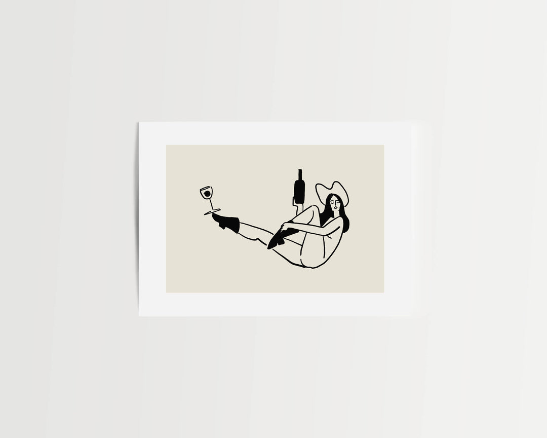 "Balance" Yoga & Wine Cowgirl Minimal Western Wall Art