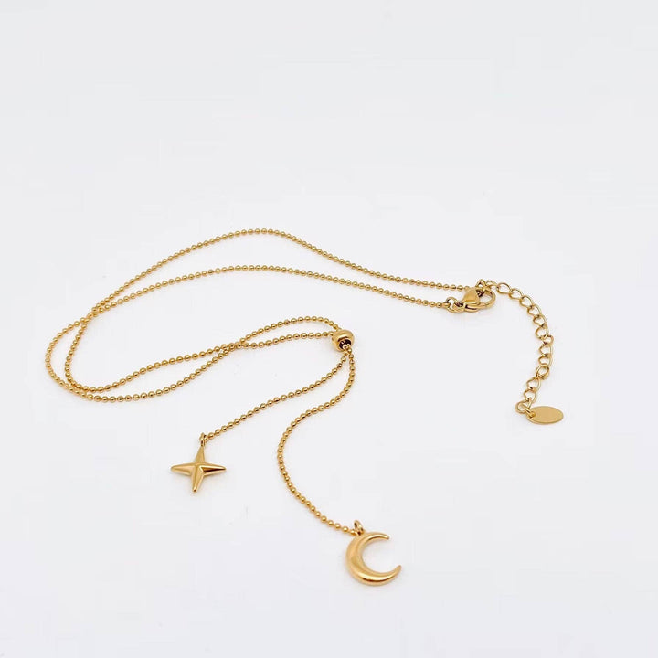 Star Moon Charm 18K Gold Plated Necklace