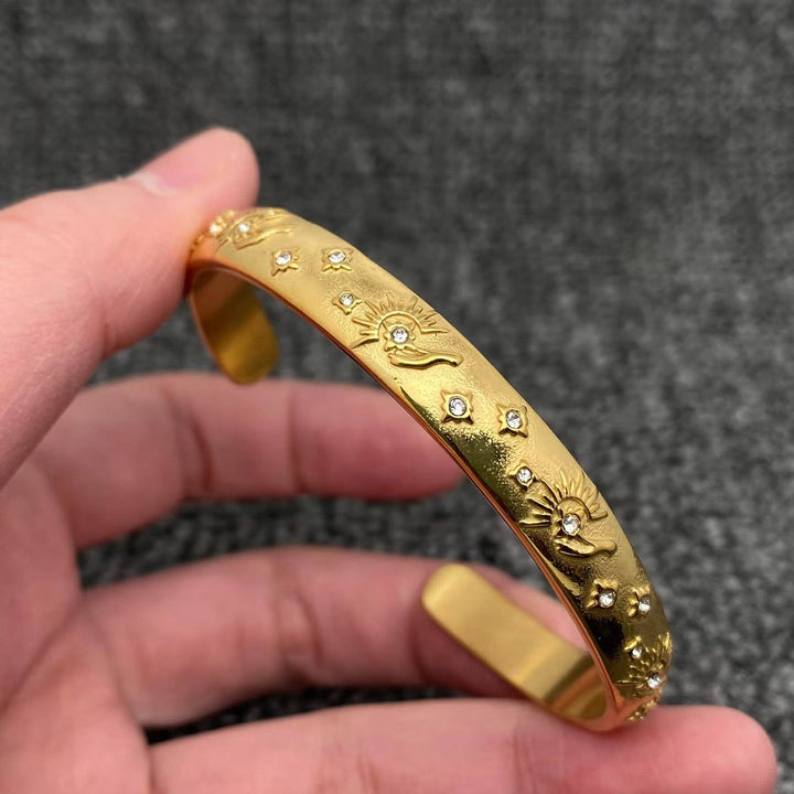 Tarot Style 18K Gold Plated S.Steel Cuff Bangle - FGS/MS