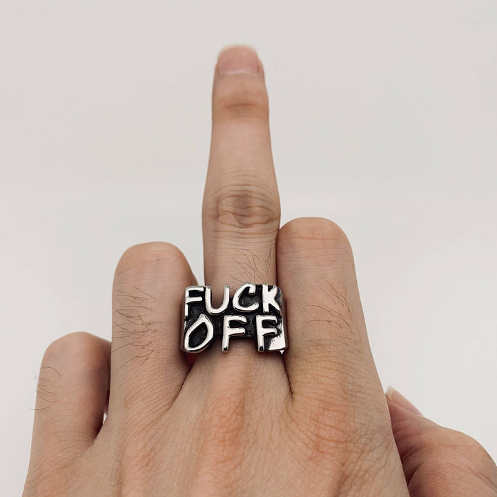 Silver Fuck Off Stainless Steel Ring